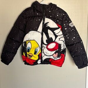 Members Only LOONEY TUNES  Black and White Speckled Jacket Size 10/12